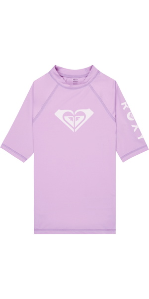 2026 Roxy Junior Whole Hearted Short Sleeve Rash Vest ERGWR03491 - Crocus Petal